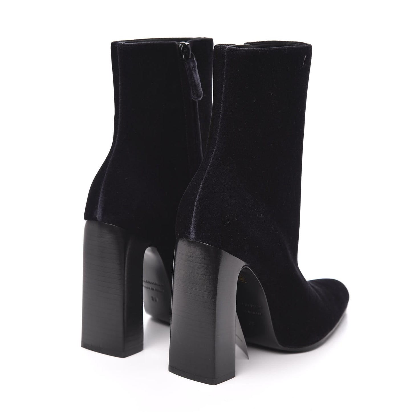 Smooth Velvet Ankle Boots 39 Black