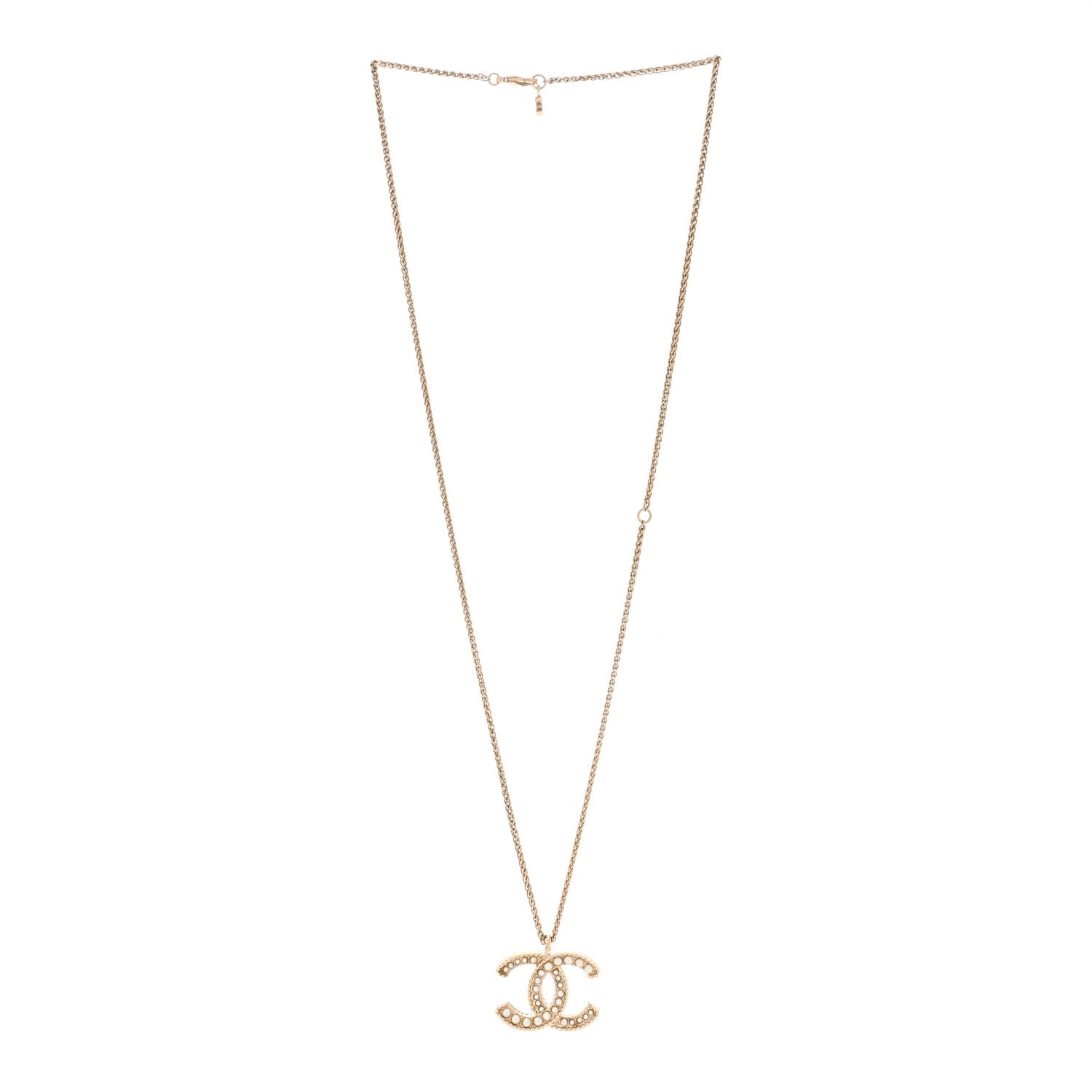 Chanel Pearl CC Pendant Necklace Gold 3 of 5