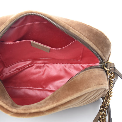 Gucci Velvet Matelasse Small GG Marmont Chain Shoulder Bag Taupe 5 of 9