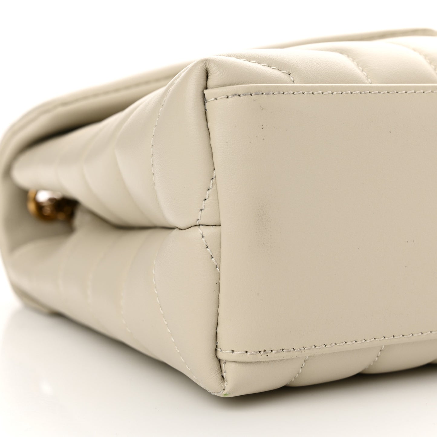 Calfskin Y Quilted Monogram Small Loulou Chain Satchel Crema Soft
