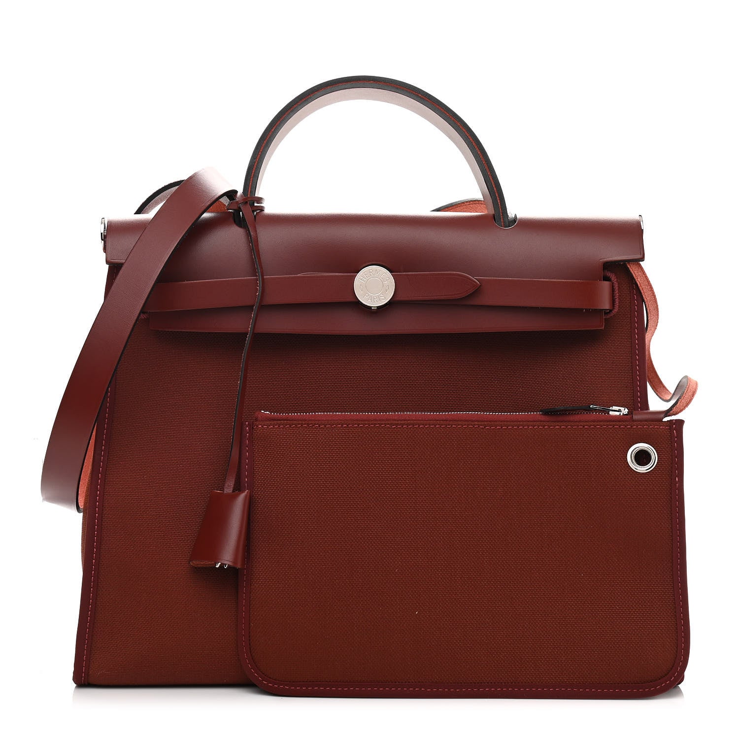 Hermes Vache Hunter Toile Herbag Zip 31 PM Rouge H 1 of 12