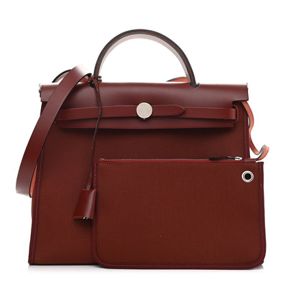 Hermes Vache Hunter Toile Herbag Zip 31 PM Rouge H 1 of 12