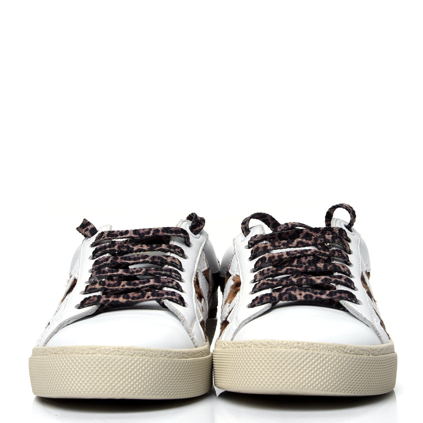 Calfskin Pony Hair Star Court Sneakers 35 White