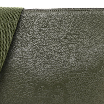 Gucci Piuma Calfskin Jumbo GG Embossed Medium Wristlet Messenger Bag Green 8 of 11