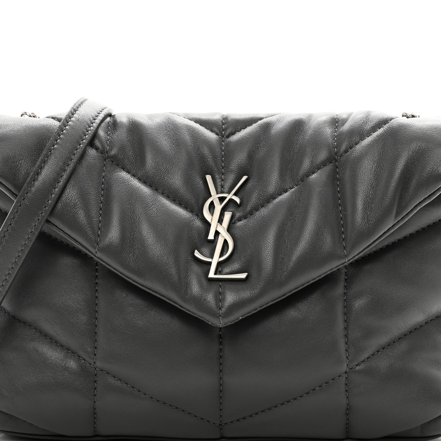 Lambskin Quilted Toy Loulou Puffer Monogram Chain Satchel Storm