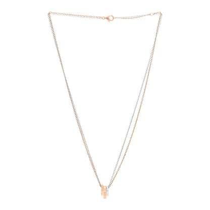 Cartier 18K White Pink Gold Diamond Three Ring LOVE Pendant Necklace 3 of 5
