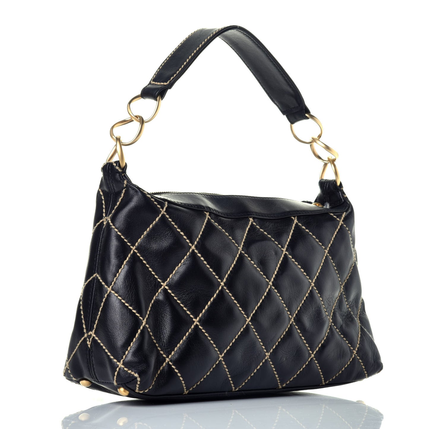 Calfskin Wild Stitch Hobo Black