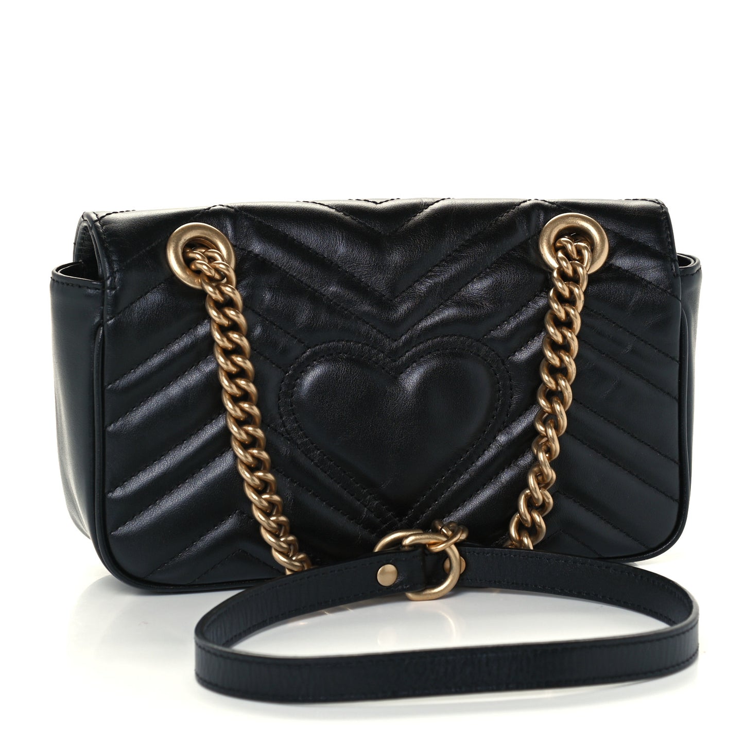 Calfskin Matelasse Mini GG Marmont Shoulder Bag Black