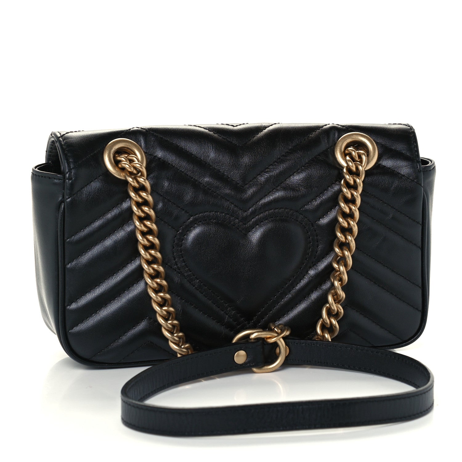 Gucci Calfskin Matelasse Mini GG Marmont Shoulder Bag Black 2 of 10