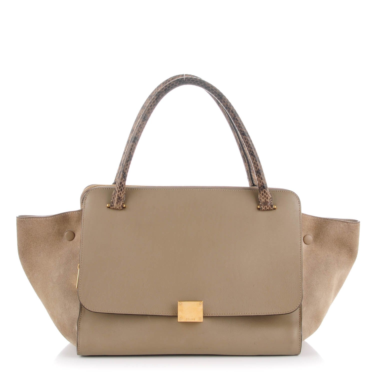 Celine Smooth Calfskin and Suede Double Zip Trapeze Sand 1 of 11