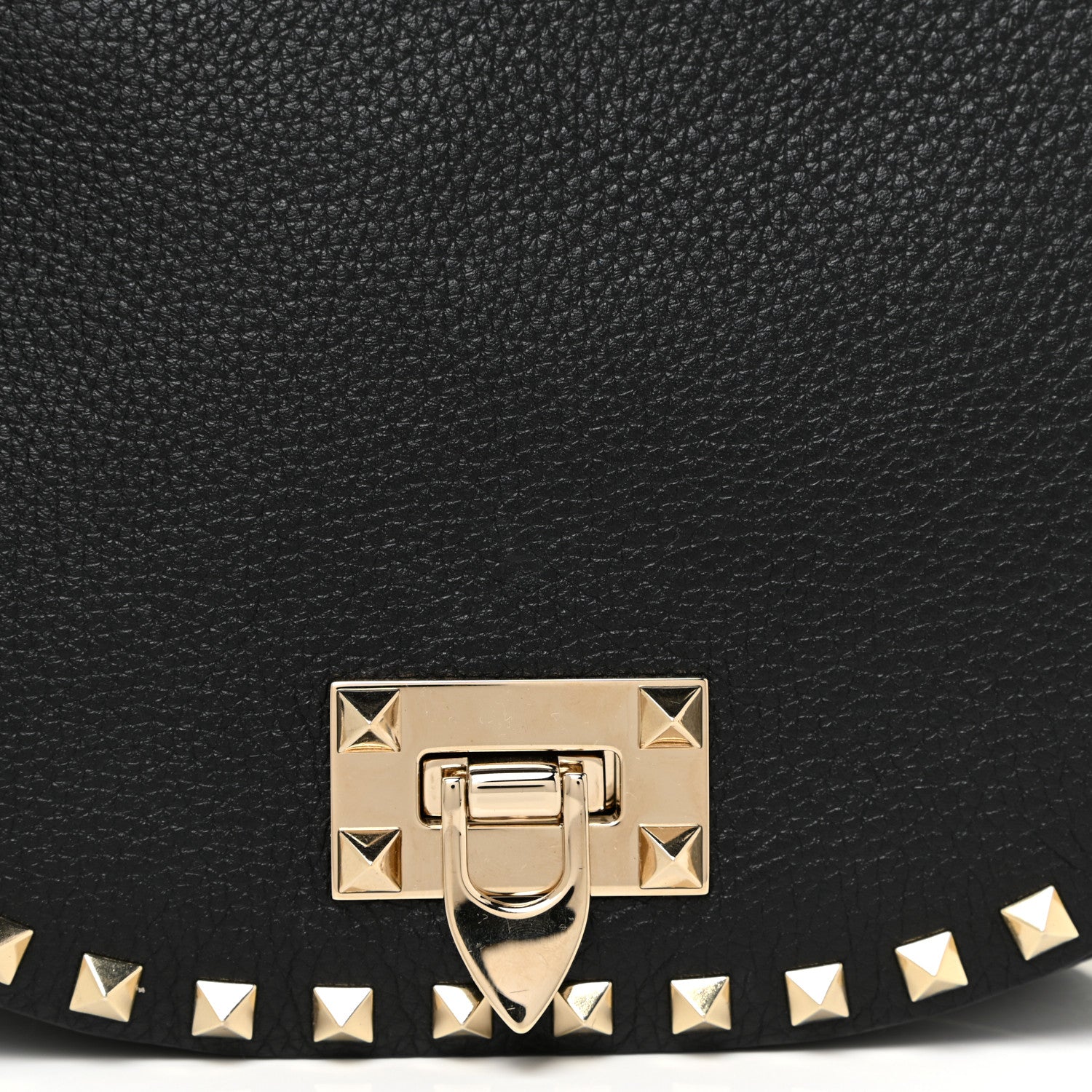 Valentino Garavani Grained Calfskin Rockstud Saddle Bag Black 7 of 16