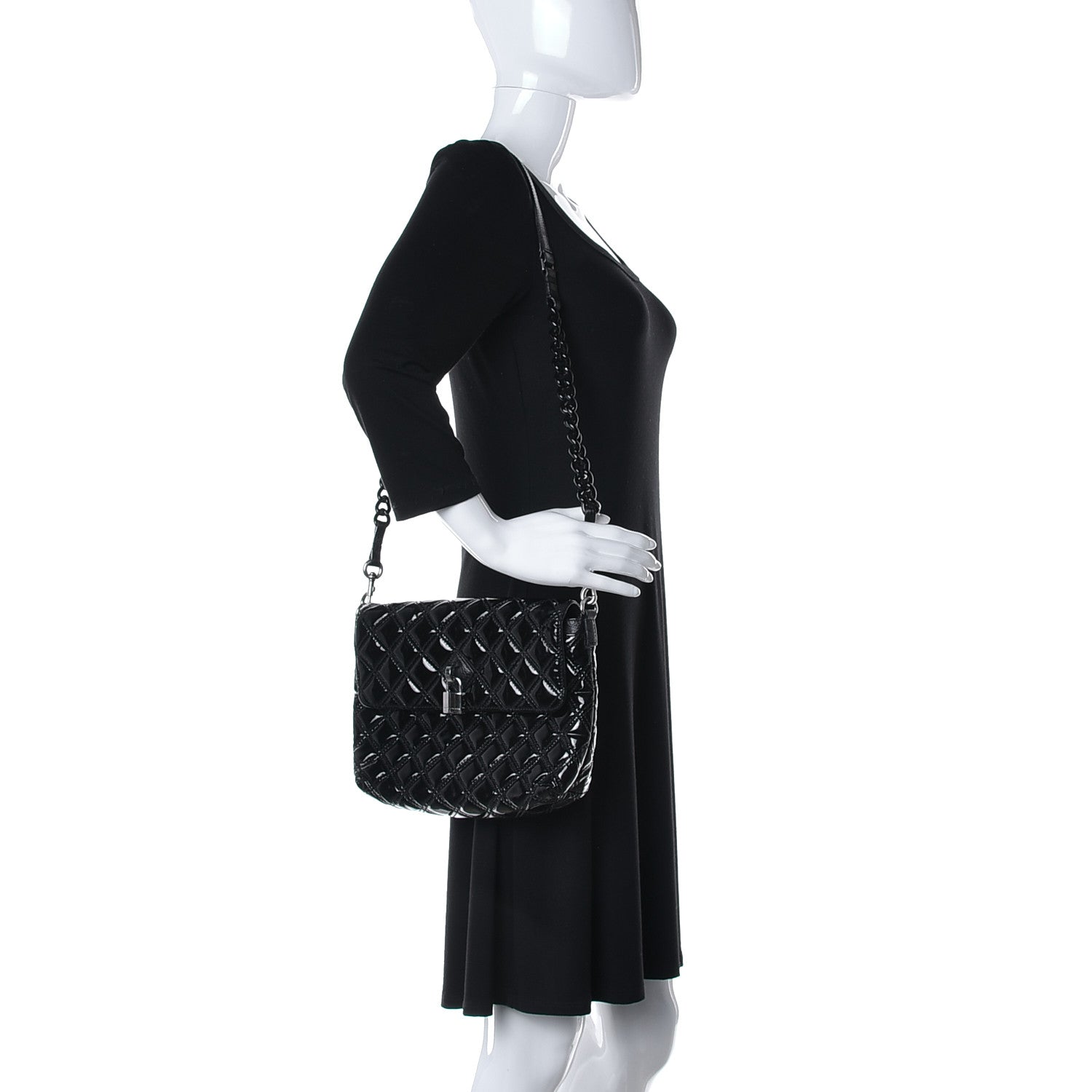 Marc Jacobs Patent Quilted Single Flap Black 2 of 15