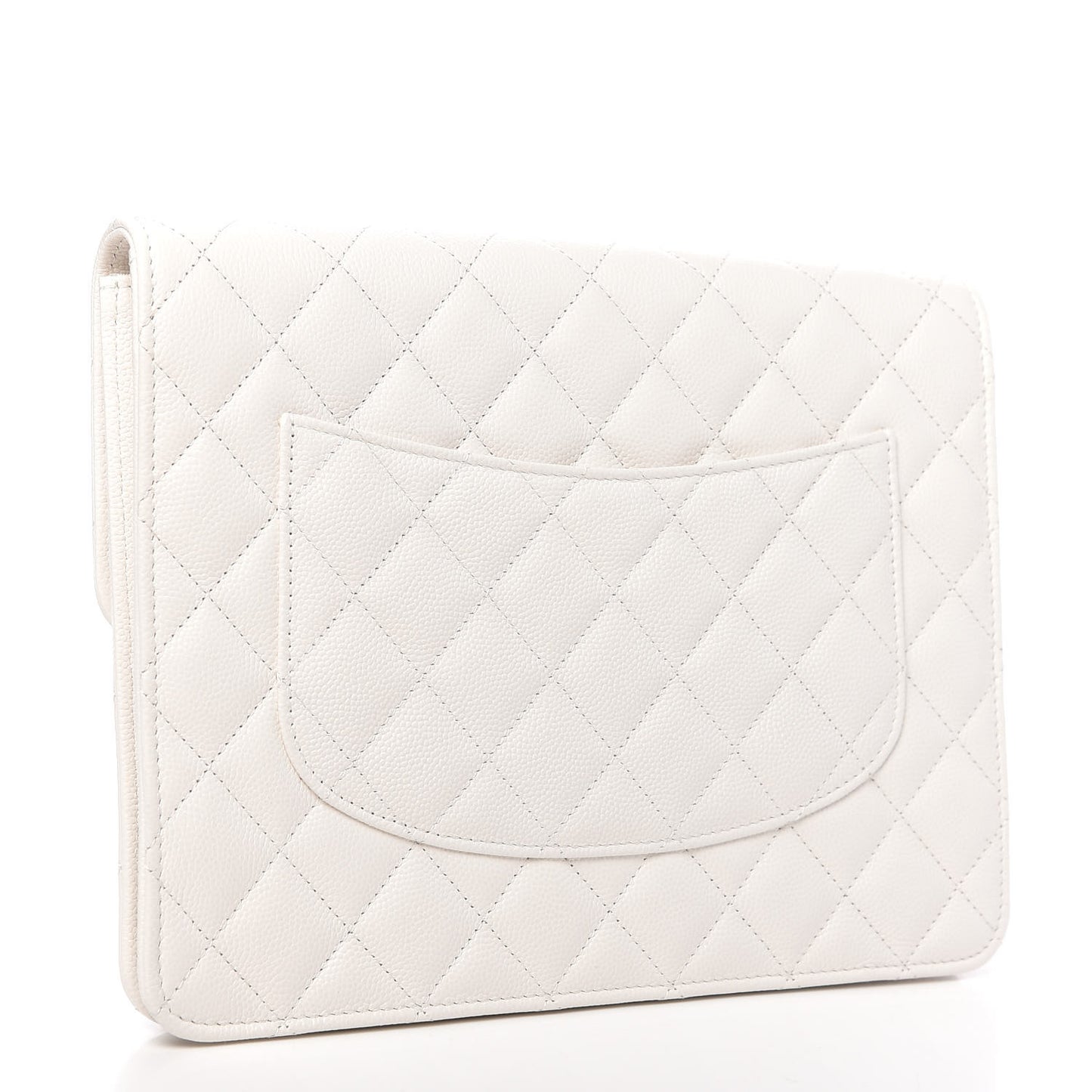 Caviar Quilted Square Flap Clutch White