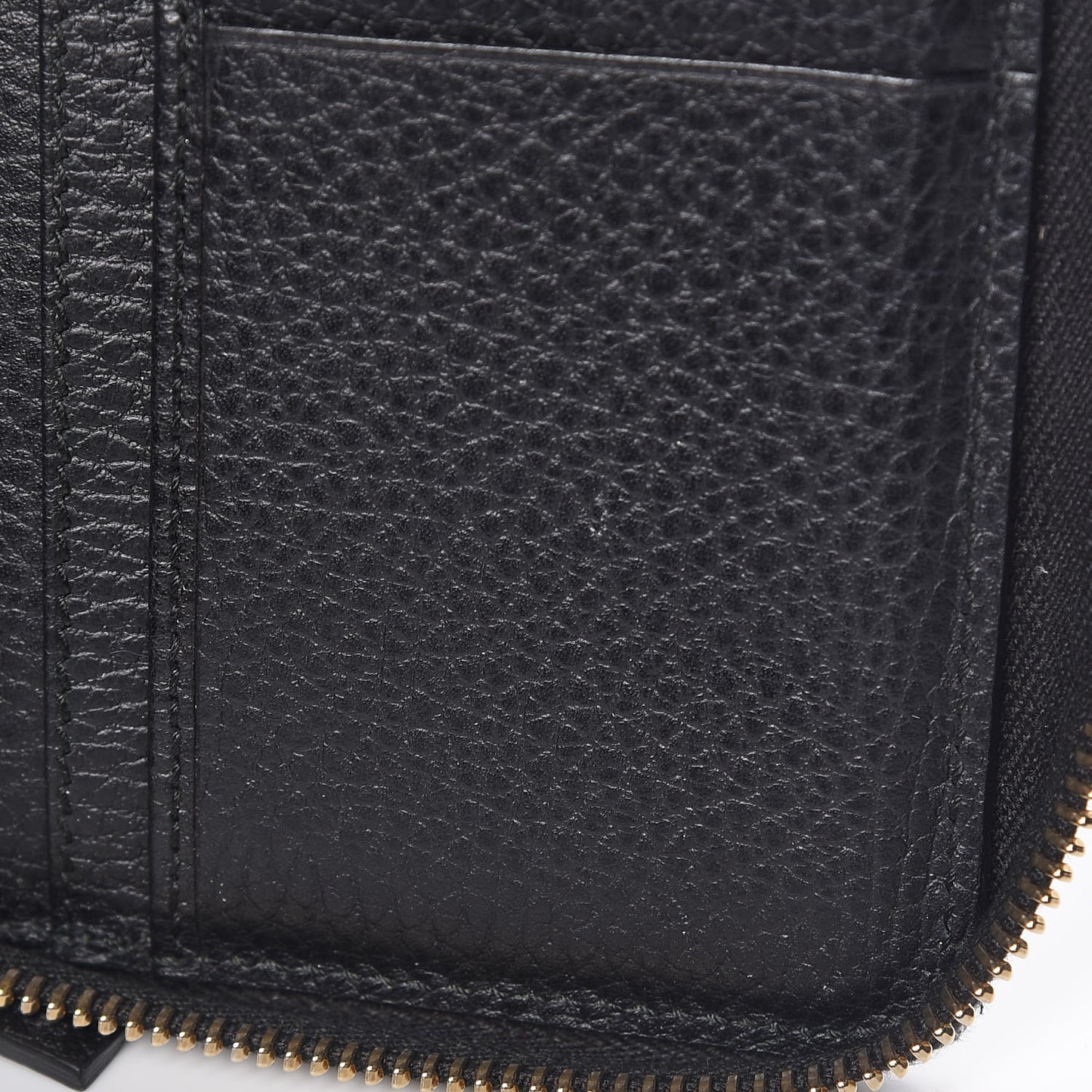 Pebbled Calfskin Zip Around Wallet Black