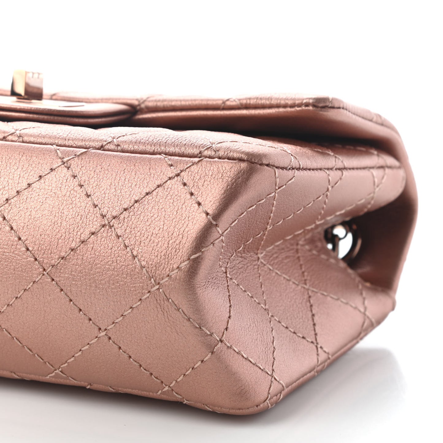 Metallic Grained Calfskin Quilted 2.55 Reissue Mini Flap Copper Pink