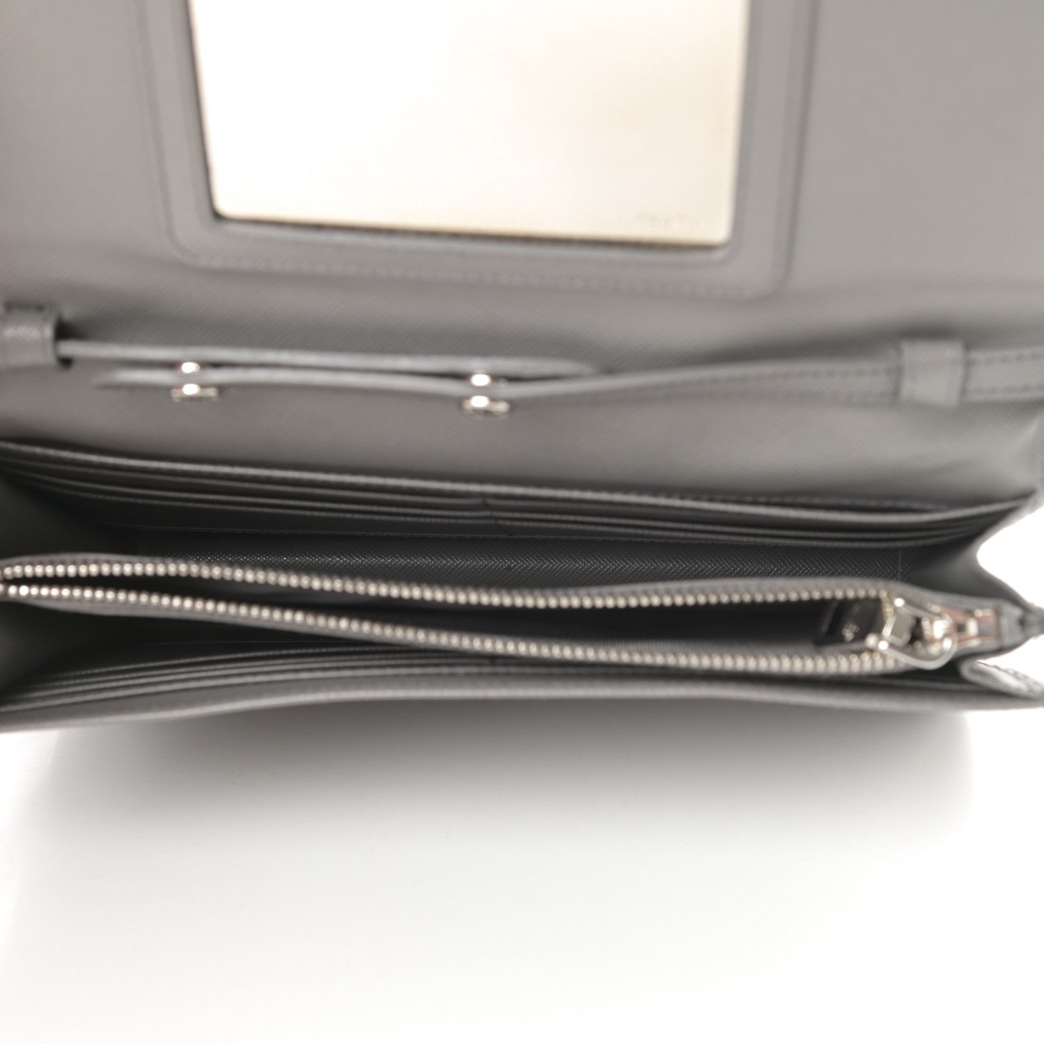 Prada Saffiano Metal Flap Wallet With Strap Marmo 5 of 13