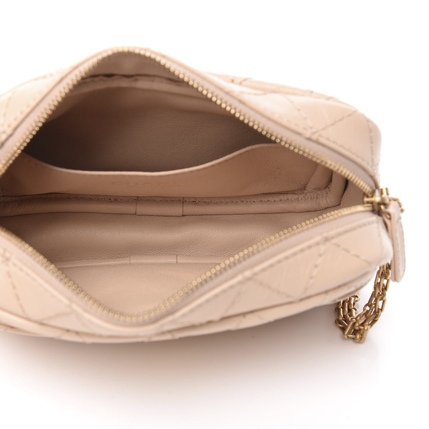 Aged Calfskin Quilted Mini Reissue Camera Case Beige Clair