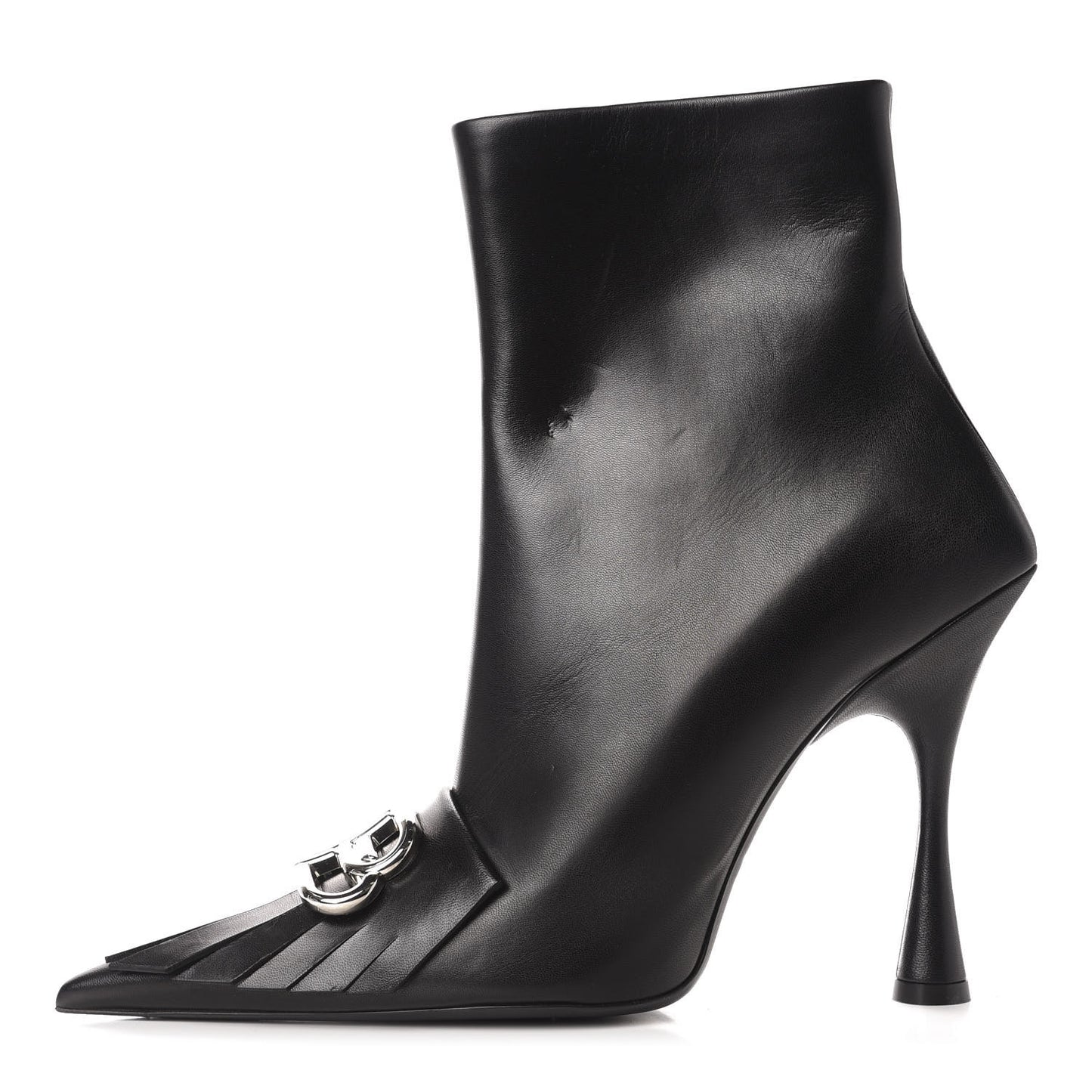 Shiny Kidskin Fringe BB Knife Booties 41 Black