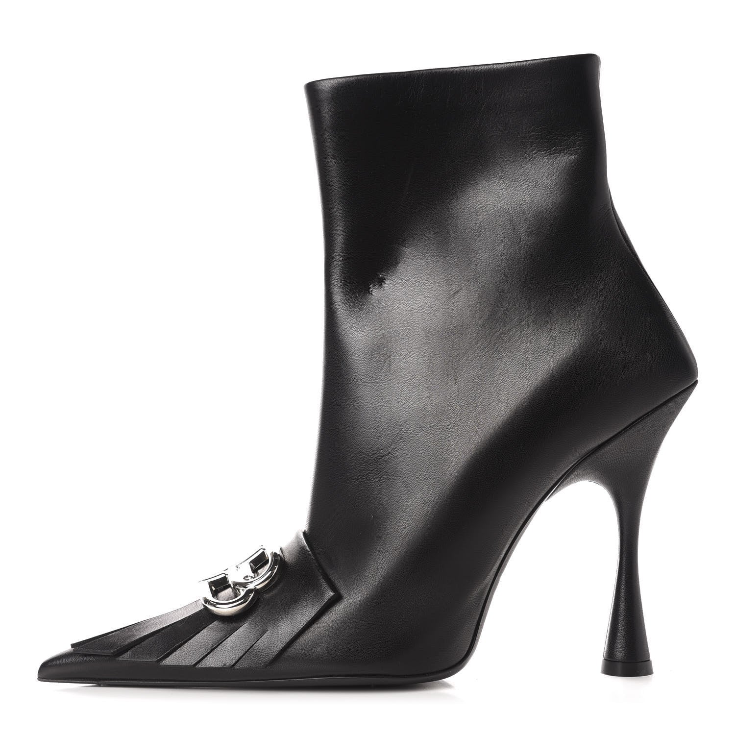 Balenciaga Shiny Kidskin Fringe BB Knife Booties 41 Black 1 of 10
