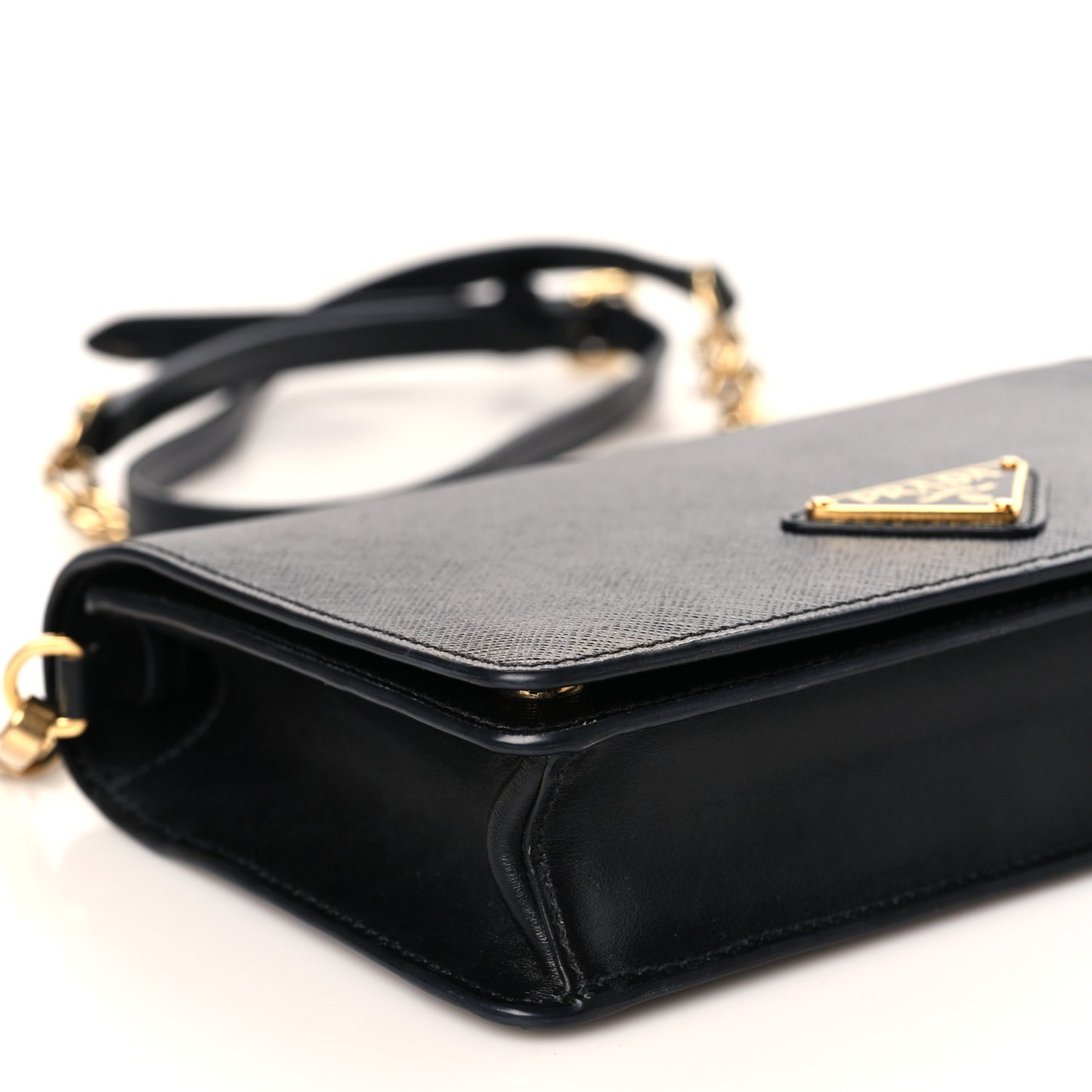 Saffiano Flap Wallet With Strap Black