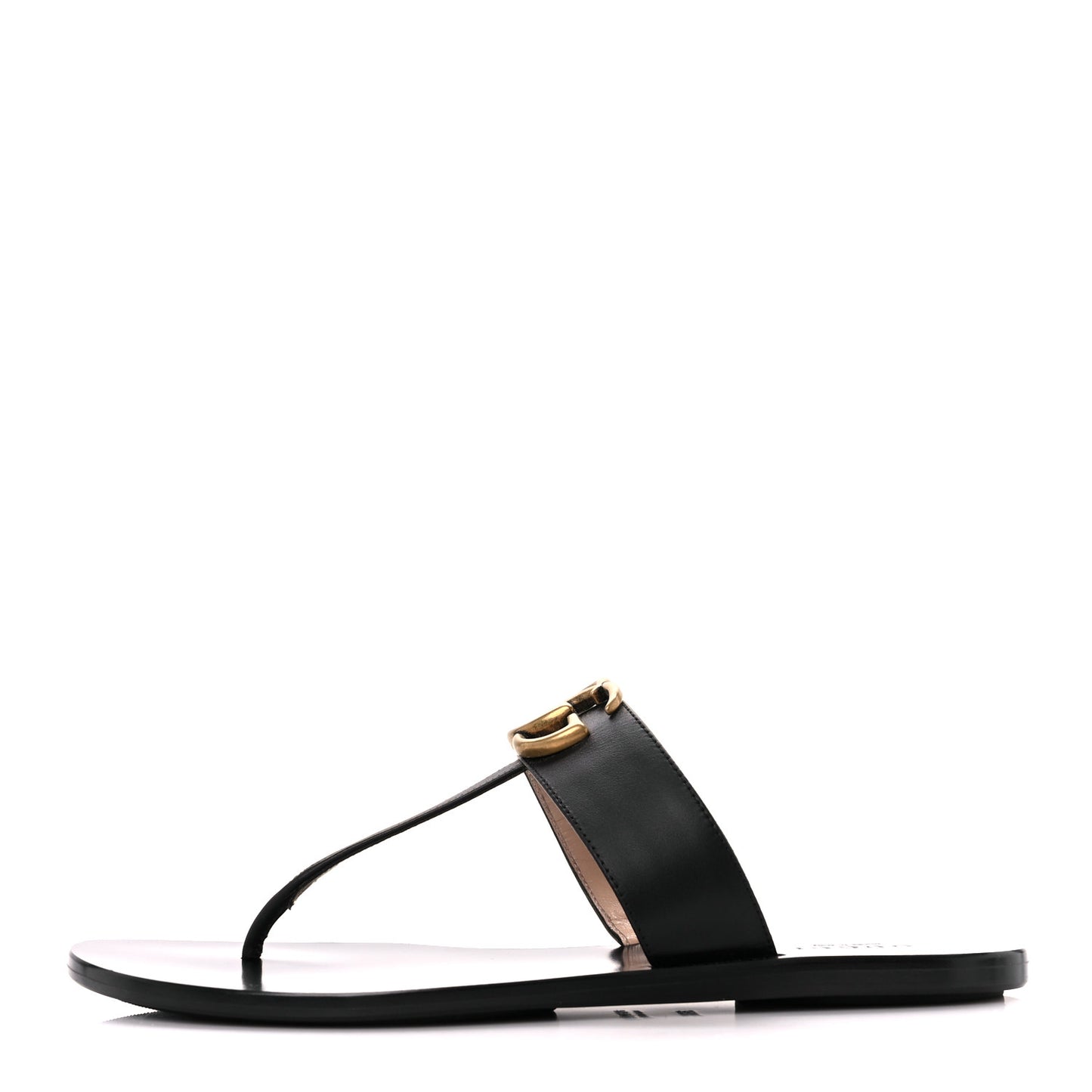 Calfskin GG Marmont Thong Sandals 36.5 Black