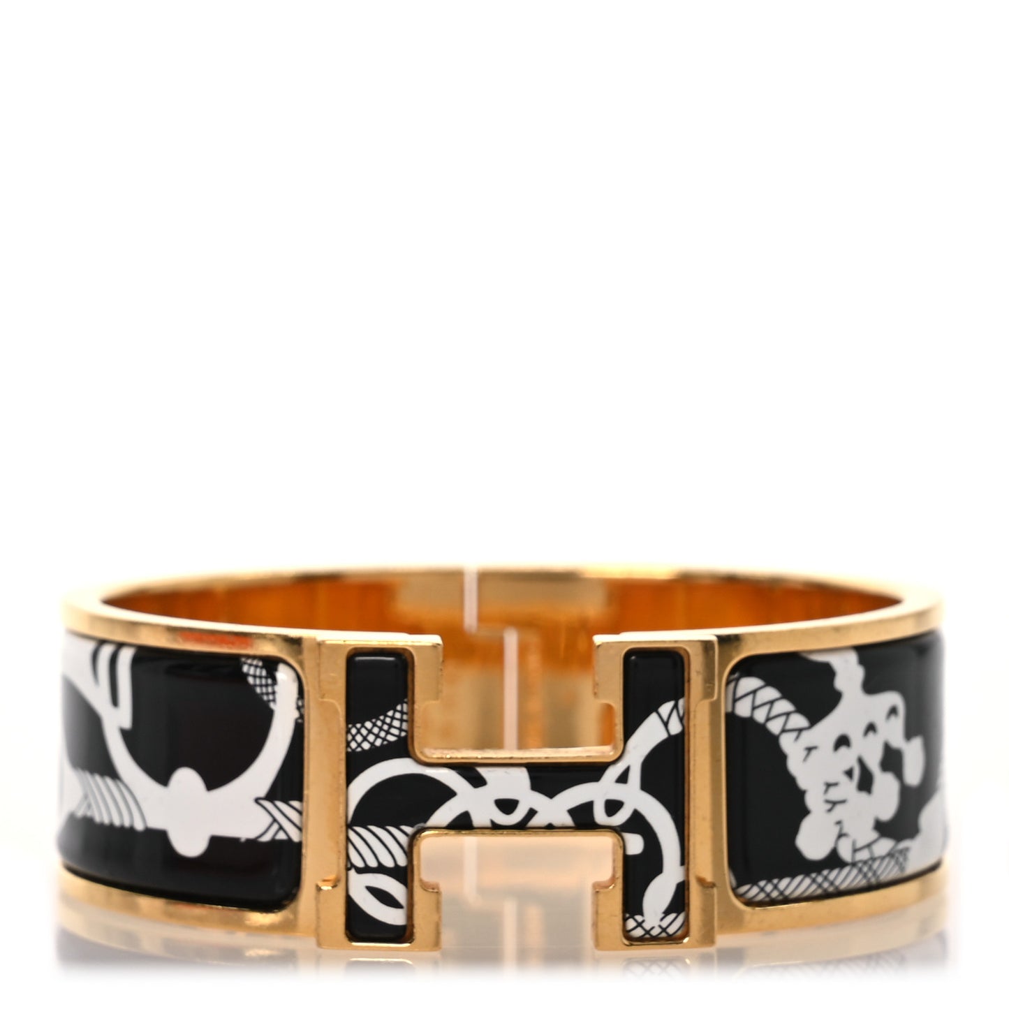 Enamel Printed Wide Panoplie Equestre Clic H Bracelet PM Positif Negatif