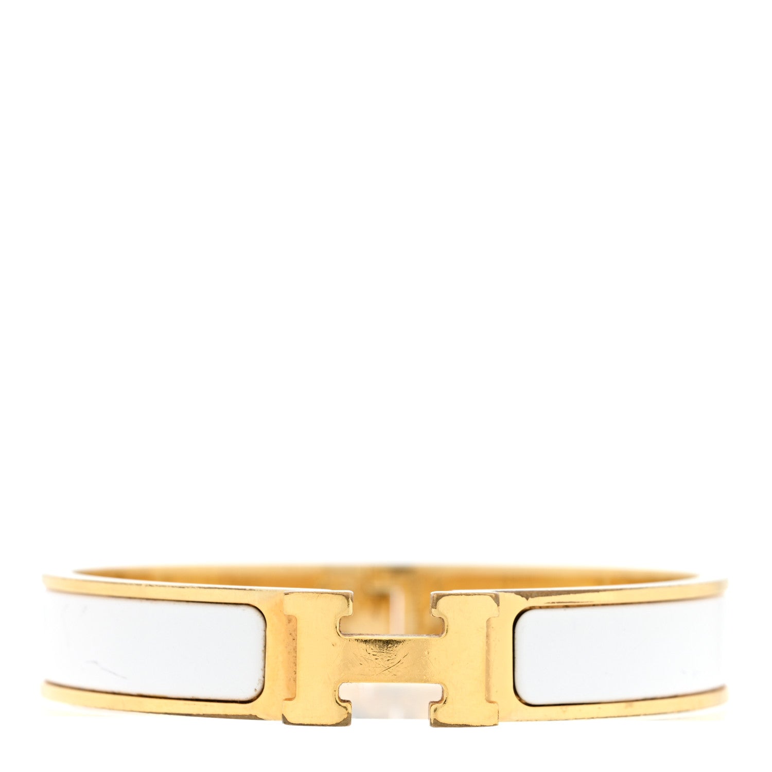 Hermes Enamel Narrow Clic Clac H Bracelet GM White 1 of 4