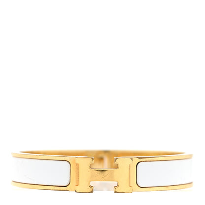 Hermes Enamel Narrow Clic Clac H Bracelet GM White 1 of 4