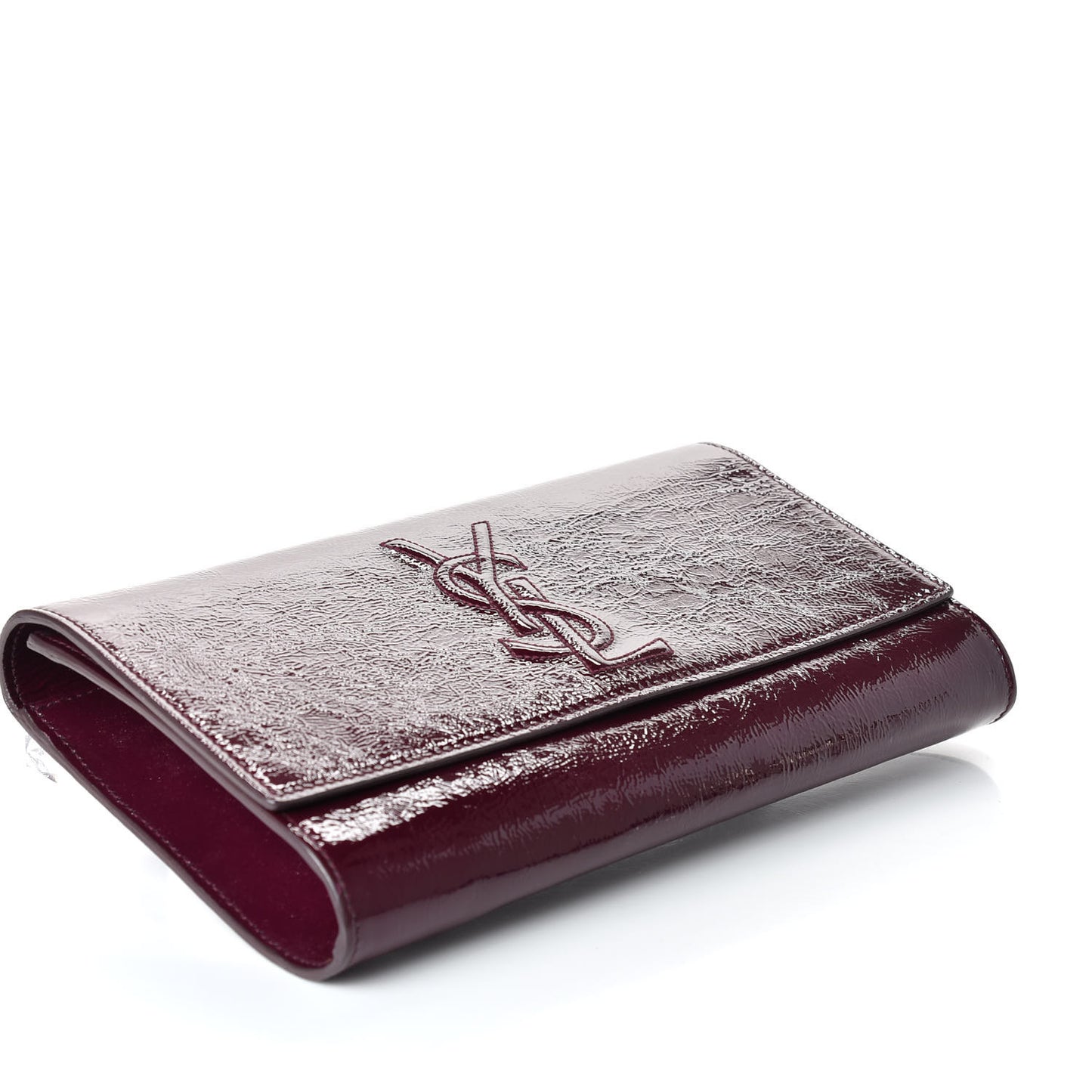 Textured Patent Calfskin Large Belle De Jour Clutch Bordeaux