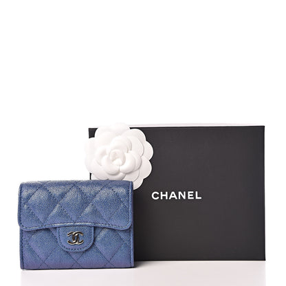 Chanel Iridescent Caviar Quilted Flap Card Holder Wallet Dark Blue 9 of 9