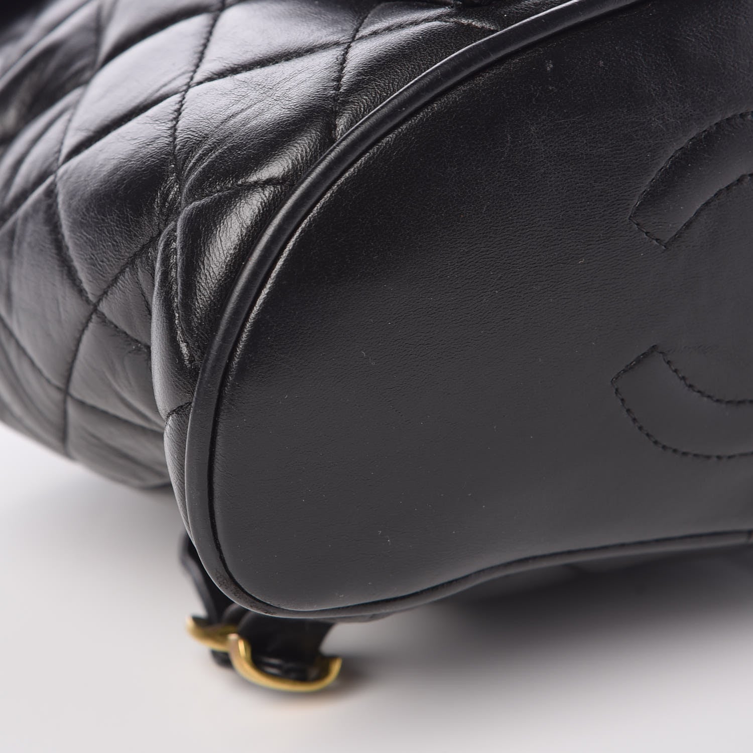 Chanel Lambskin Quilted Drawstring Backpack Black 11 of 12