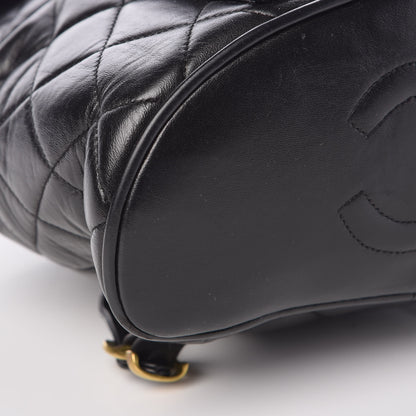 Chanel Lambskin Quilted Drawstring Backpack Black 11 of 12
