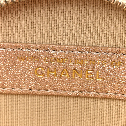 Chanel Metallic Lambskin Quilted Round Clip On Coin Purse Airpods Case Gold 8 of 10