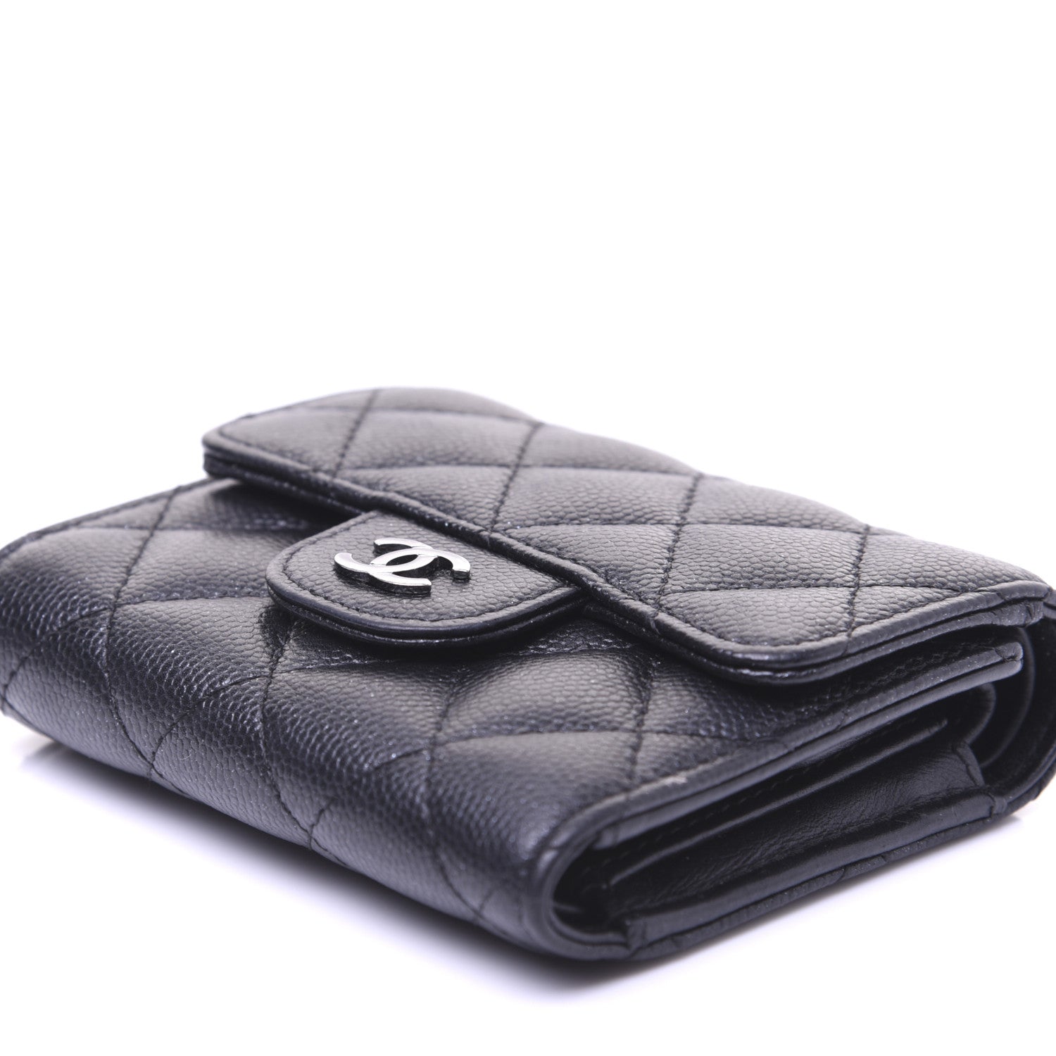 Chanel Iridescent Caviar Quilted Compact Flap Wallet Black 7 of 12