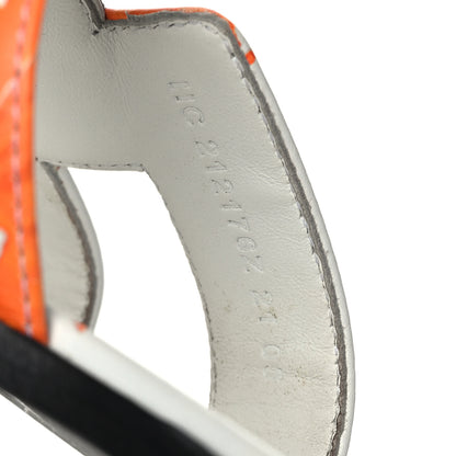Hermes Calfskin Printed Peinture Fraiche Oran Sandals 37 White Orange 6 of 8