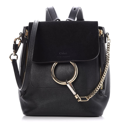 Chloe Suede Calfskin Small Faye Backpack Black 1 of 8