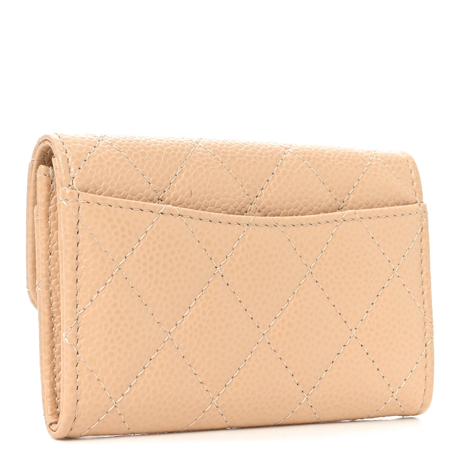 Chanel Caviar Quilted Flap Card Holder Wallet Beige 3 of 8
