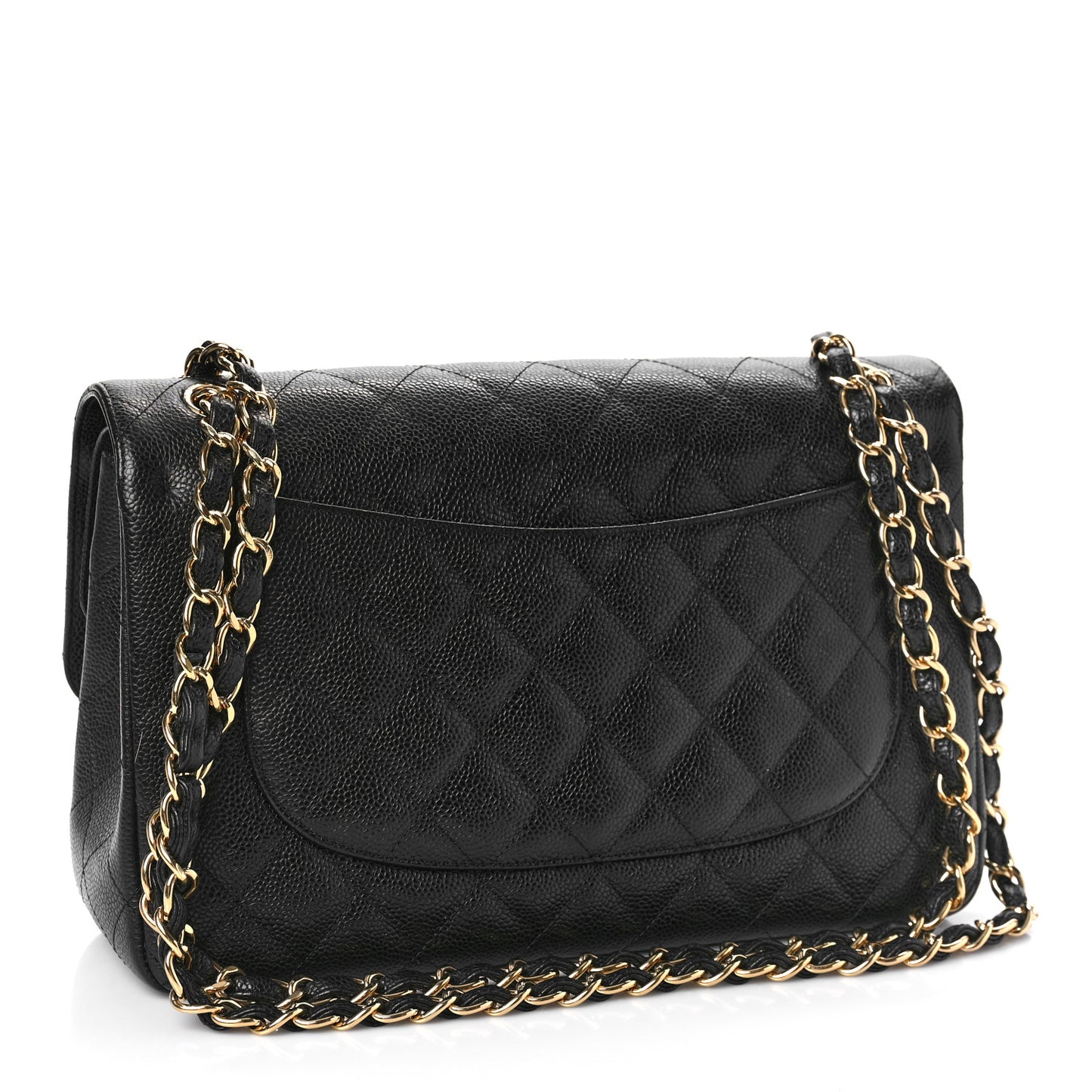 Caviar Quilted Jumbo Double Flap Black