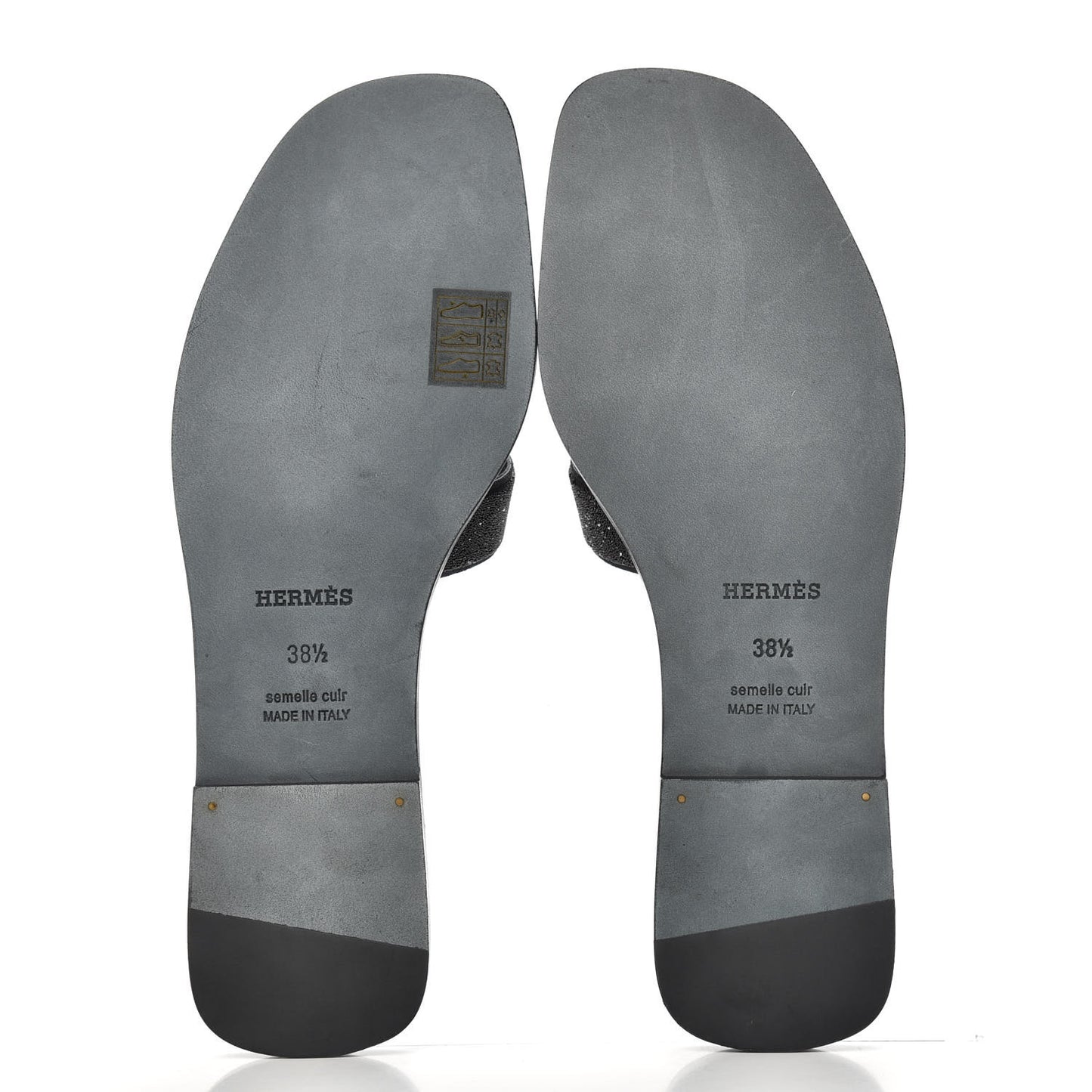 Suede Goatskin Crystal Powder Oran Sandals 38.5 Black