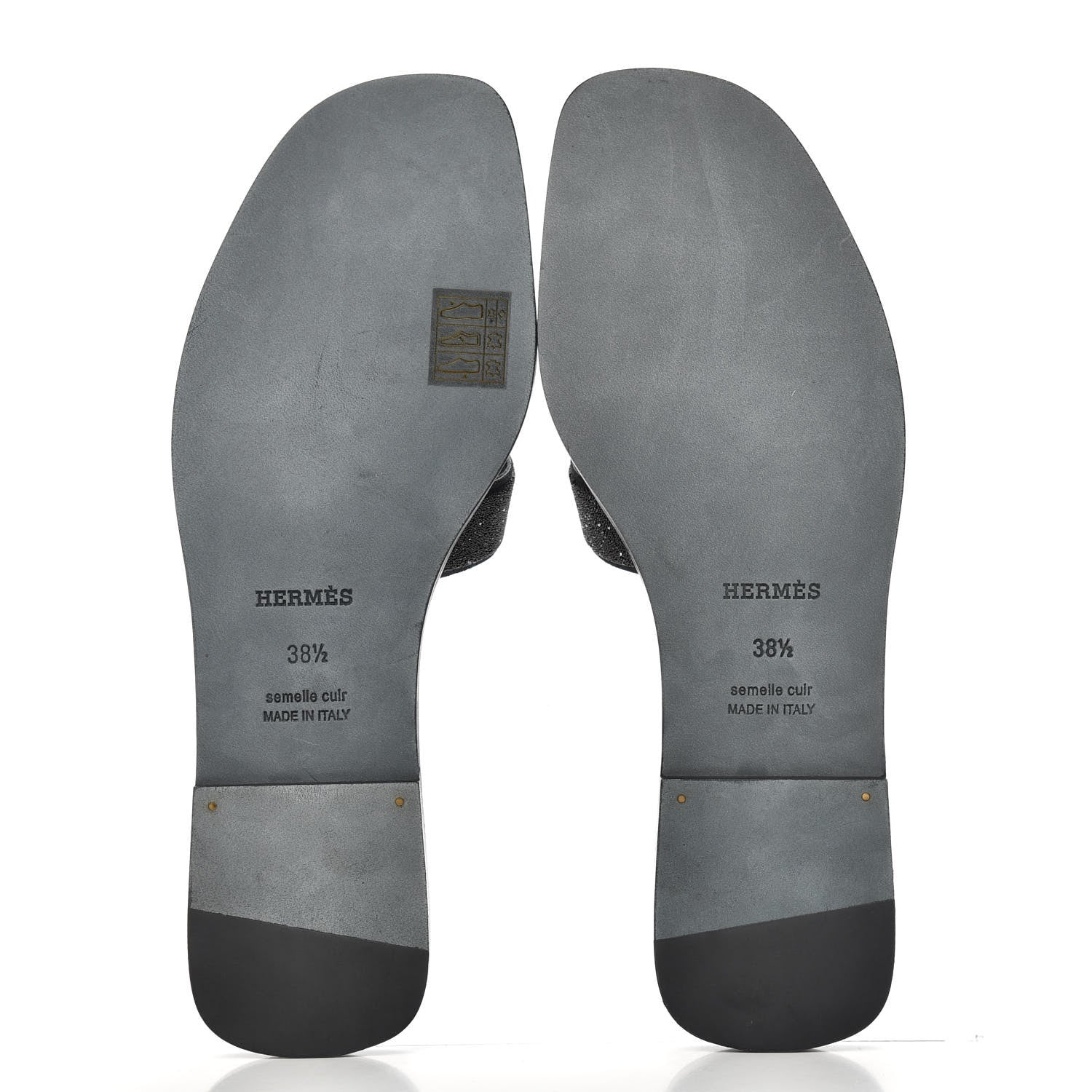 Hermes Suede Goatskin Crystal Powder Oran Sandals 38.5 Black 5 of 10