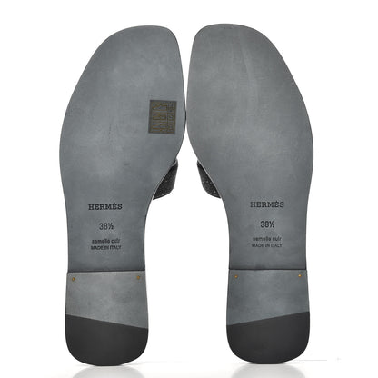 Hermes Suede Goatskin Crystal Powder Oran Sandals 38.5 Black 5 of 10
