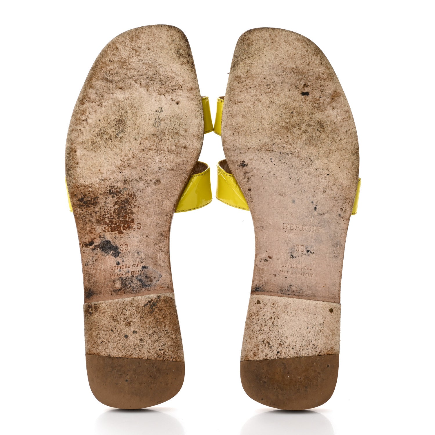 Hermes Patent Oran Sandals 39 Paille 5 of 13