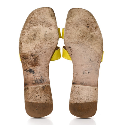 Hermes Patent Oran Sandals 39 Paille 5 of 13
