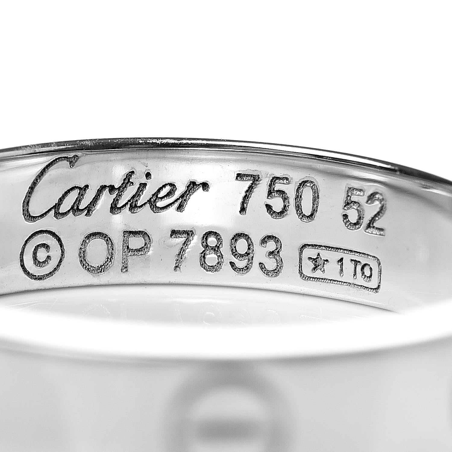 Cartier 18K White Gold Diamond 4mm LOVE Wedding Band Ring 52 6 4 of 4