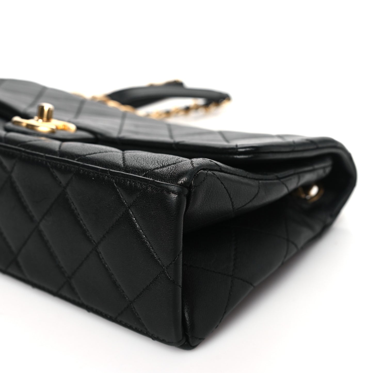 Lambskin Quilted Chaine Lettre Flap Black