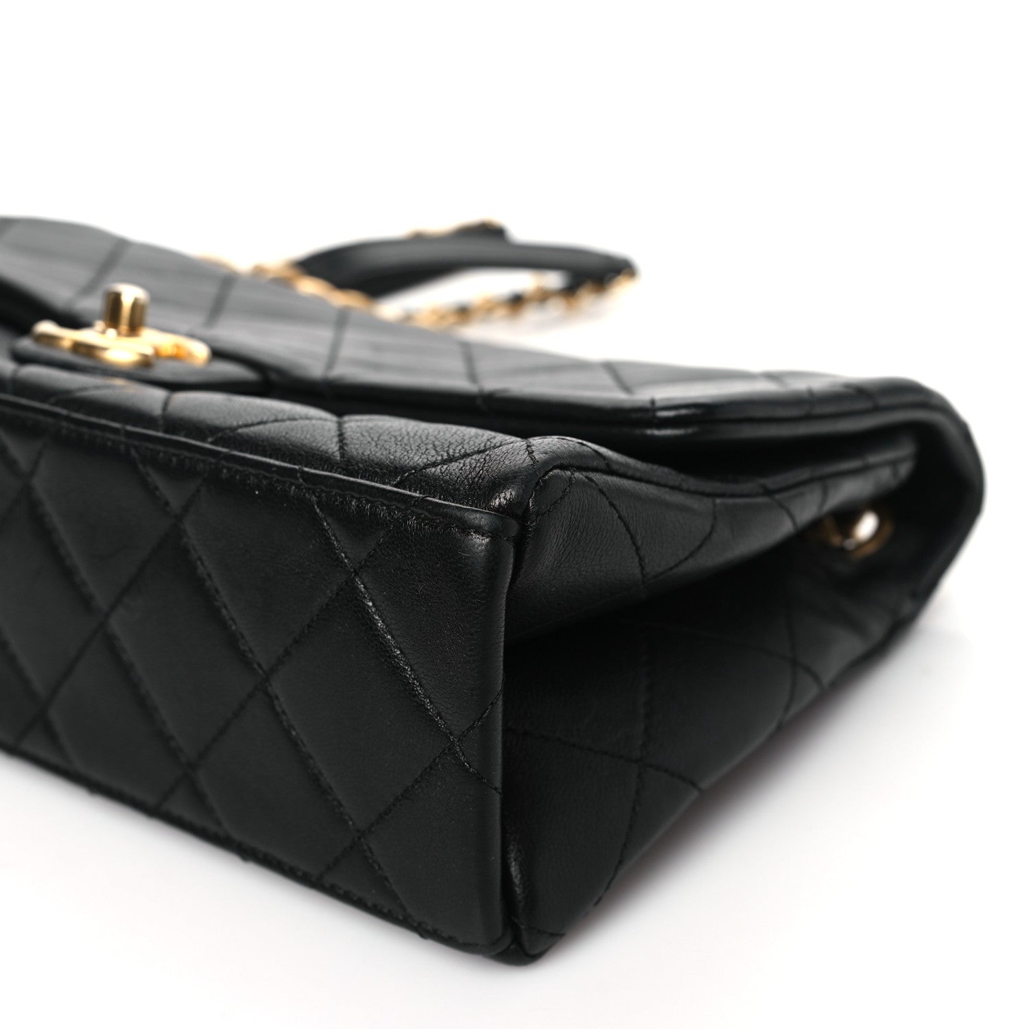 Chanel Lambskin Quilted Chaine Lettre Flap Black 10 of 11