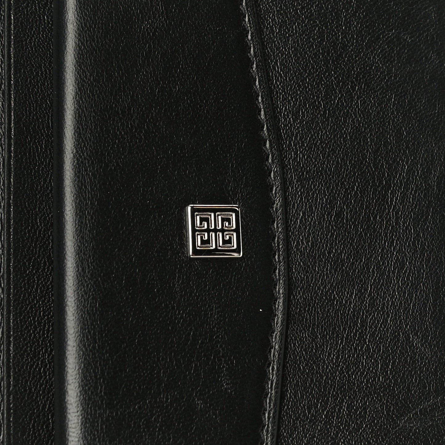 Calfskin Elastic Panel Card Case Black