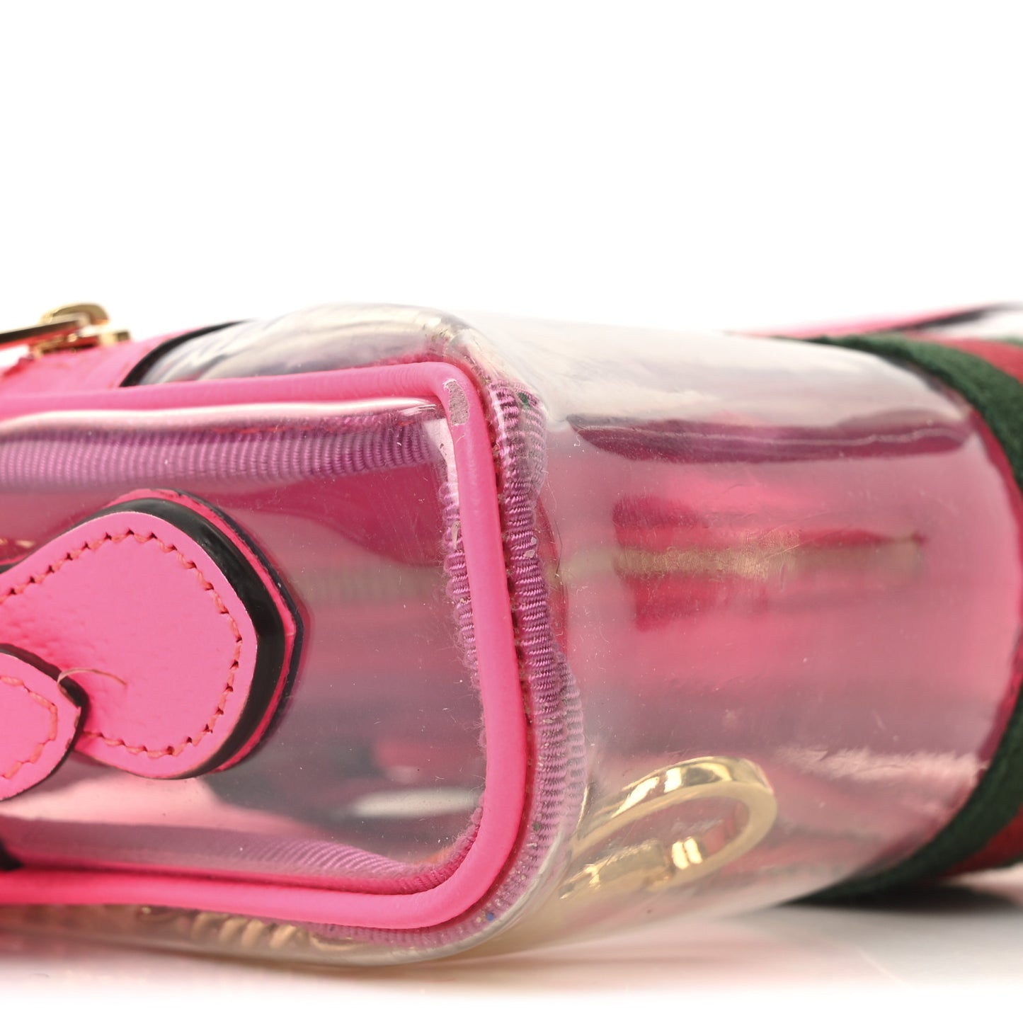 Vinyl Web Mini Ophidia Transparent Shoulder Bag Fluorescent Fuchsia