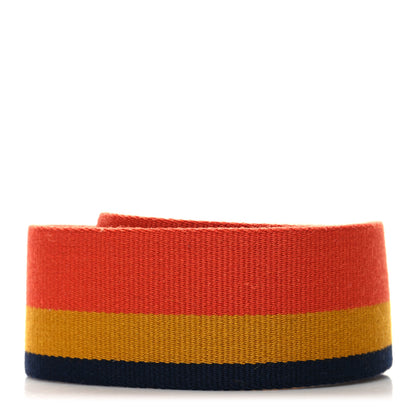 Hermes Toile Taurillon Clemence 50mm Shoulder Strap Blue Orange Yellow 2 of 4