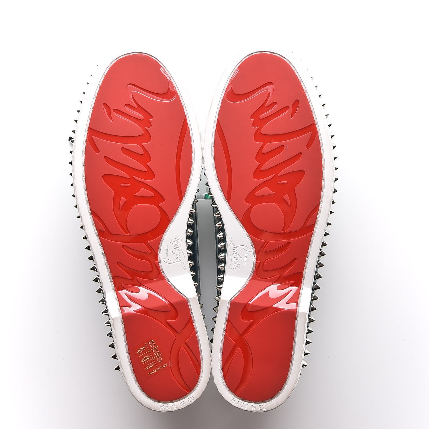Christian Louboutin Glossy Patent Steckel Spike Flats 39.5 Green Silver 5 of 8